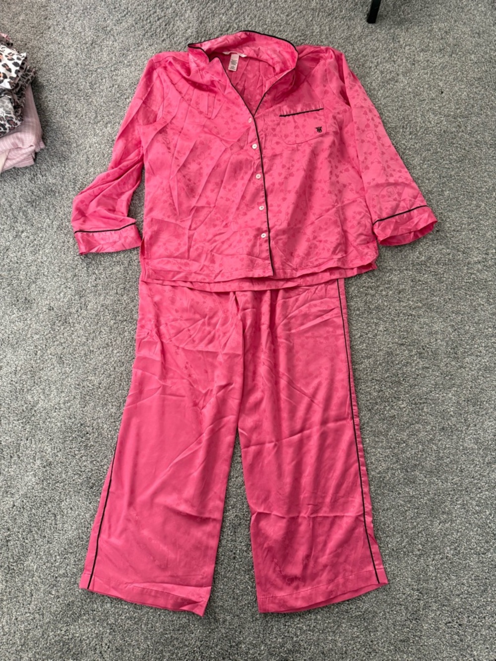 Victoria's Secret Hot Pink Satin Pajama Set